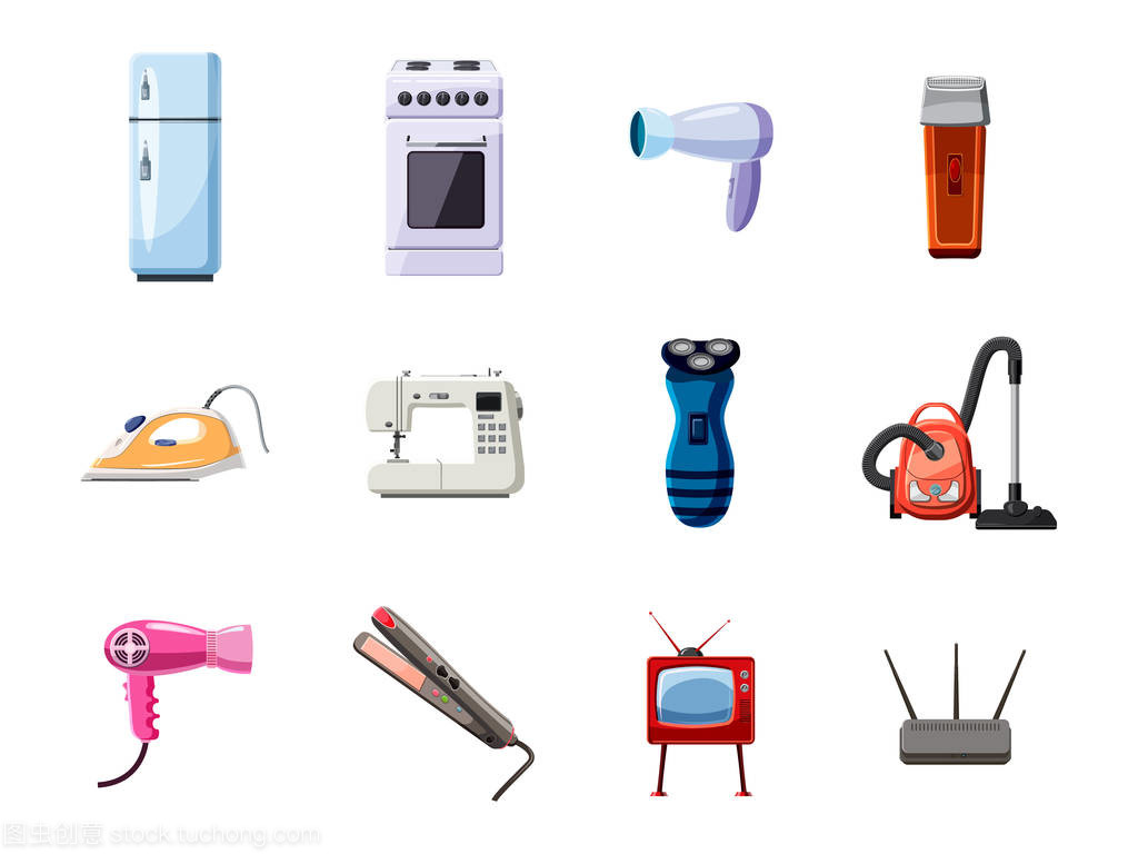 卡通风格家电图标集 让家庭生活更添趣味